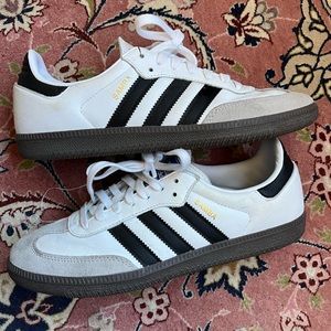 White and Black Adidas Sambas (Men’s 8/Women 9.5)